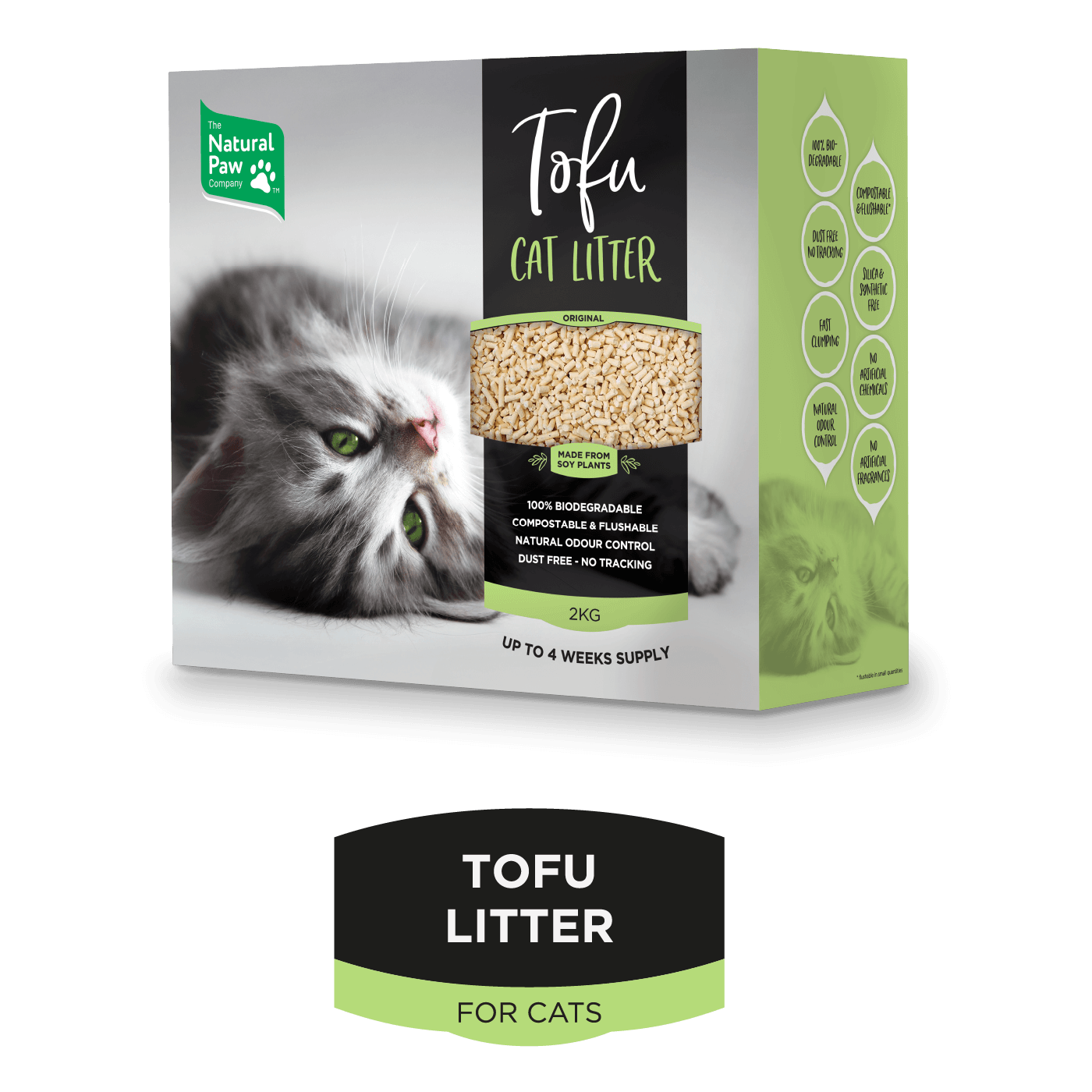 The Natural Paw Company Biodegradable Tofu Cat Litter & Natural Baked
